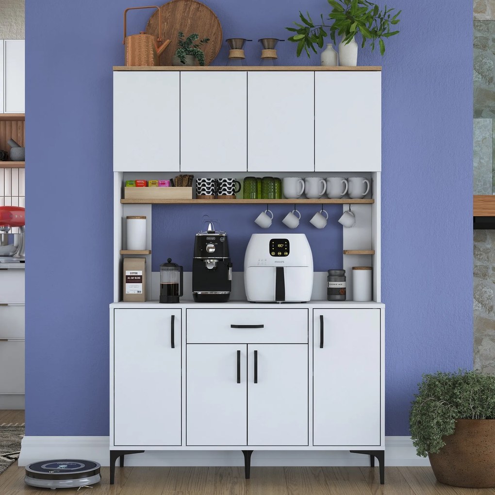 Armário Alto de Cozinha "Stella" - 120 x 184,2 x 40 cm - Nogueira e Br