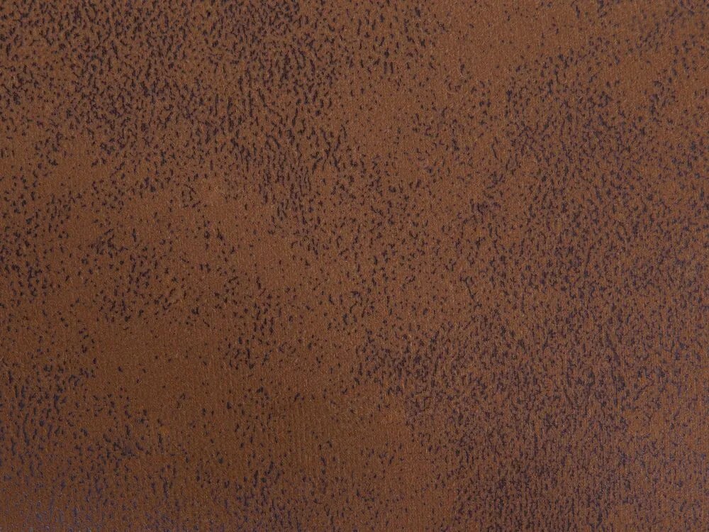 Tamborete em pele sintética castanha clara com arrumação COW Beliani