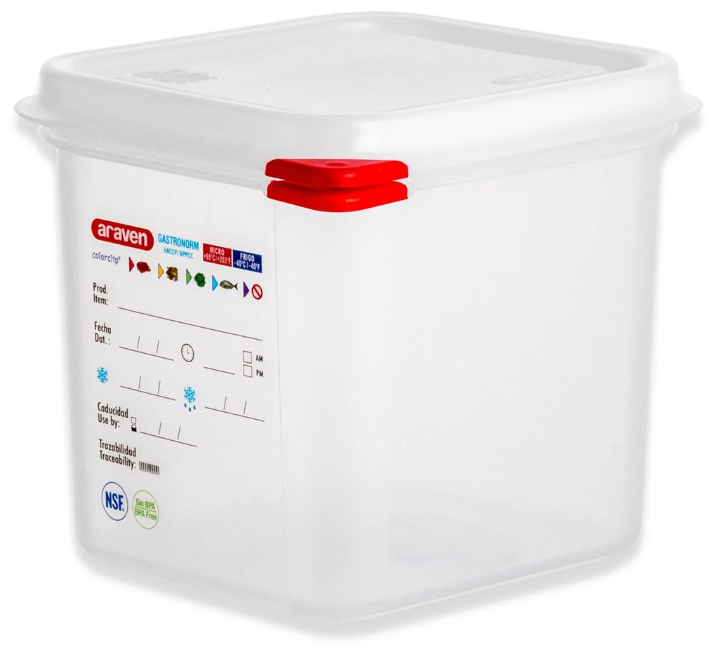 Caixa Hermética Polipropileno Tampa Branca Gn1/6 2600ml 17.6X16.2X15cm