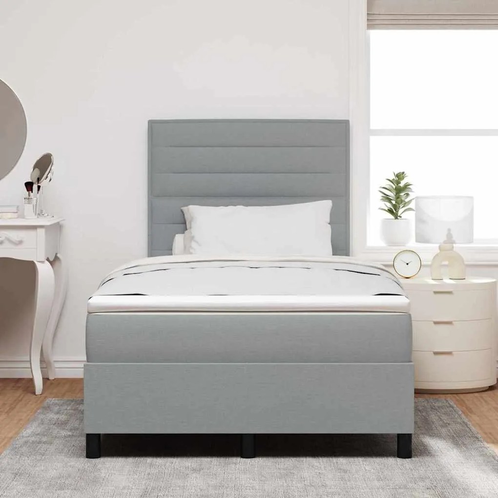 Cama com Estrado e Colchão Cinza Claro 120 x 190 cm em Tecido