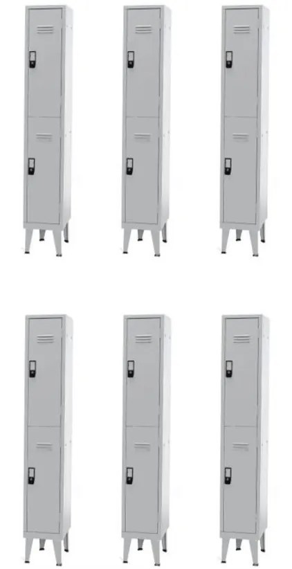 Pack 6 Cacifos Metálicos Simples 2 Cacifos 1900x300x500mm Standard