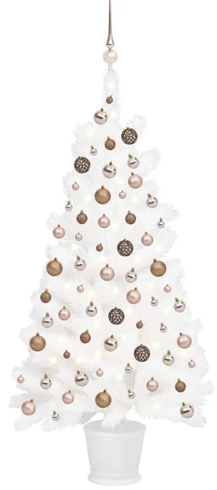 vidaXL Árvore Natal artificial pré-iluminada c/ bolas 90 cm branco