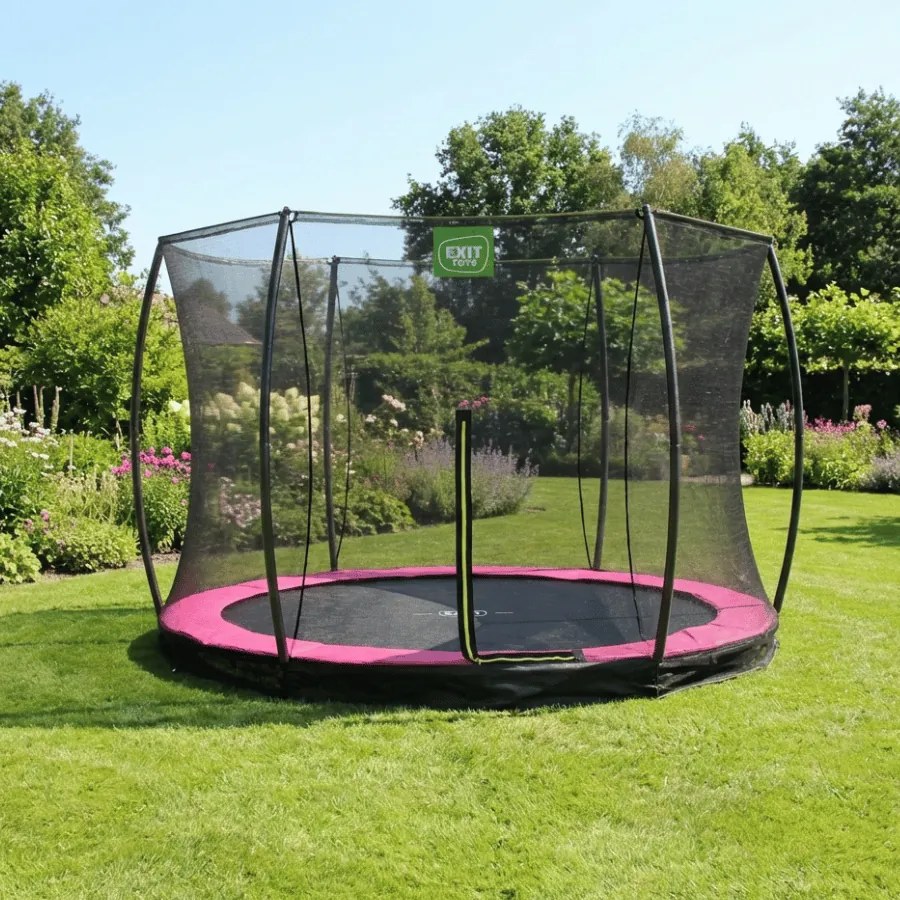 Trampolim de solo Silhouette ø244 cm com rede de segurança - rosa