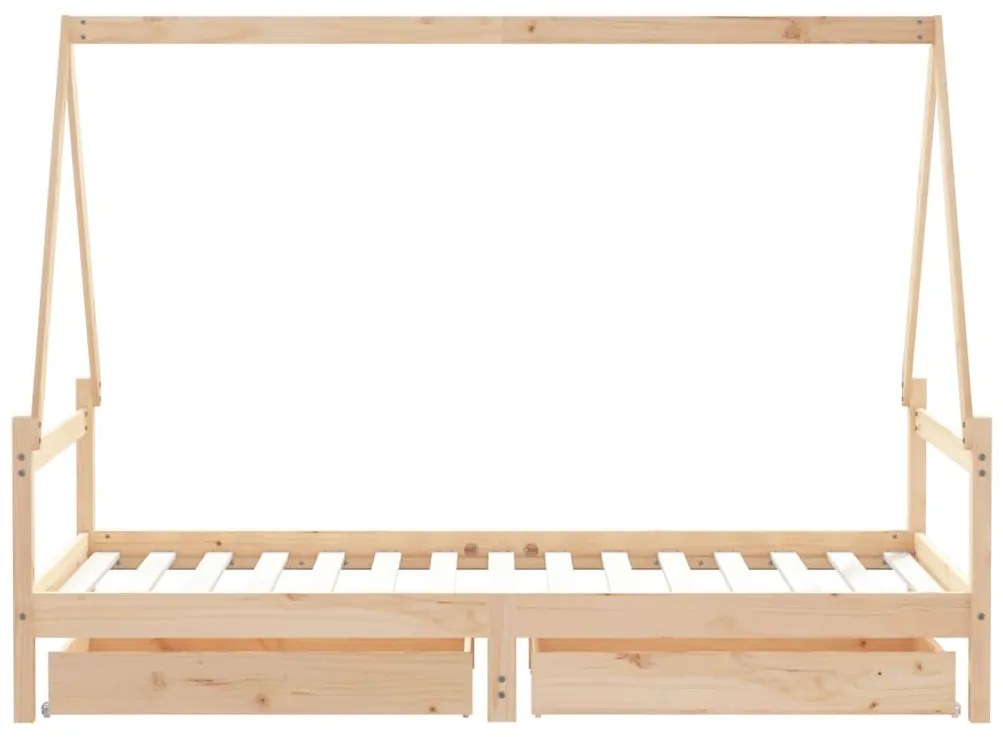 Estrutura de cama infantil c/ gavetas 90x190 cm pinho maciço