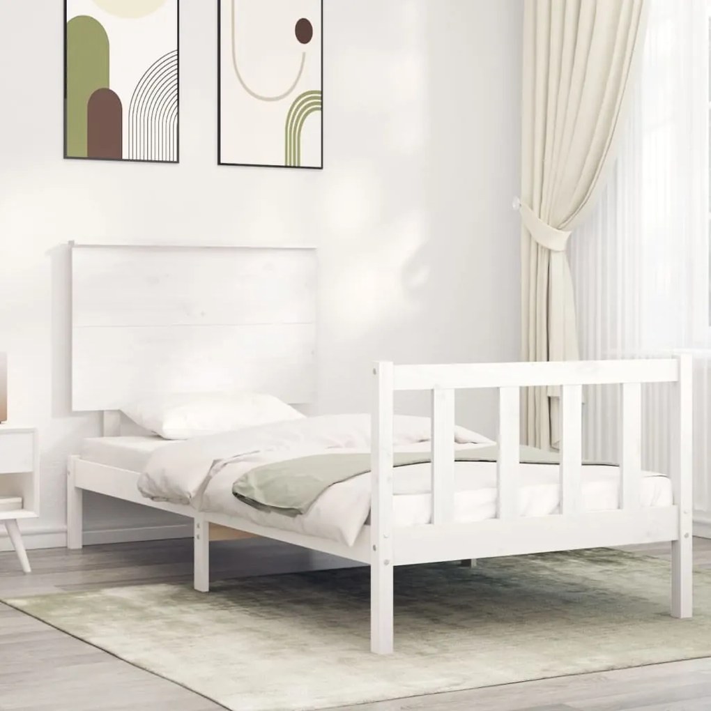 vidaXL Cama sem colchão 90x200 cm madeira de pinho maciça branco