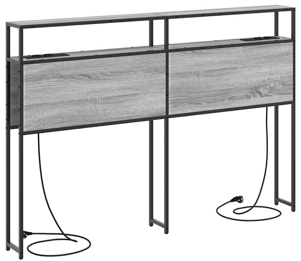 Cabeceira de armazenamento com cabeceira Cinza sonoma 135 cm