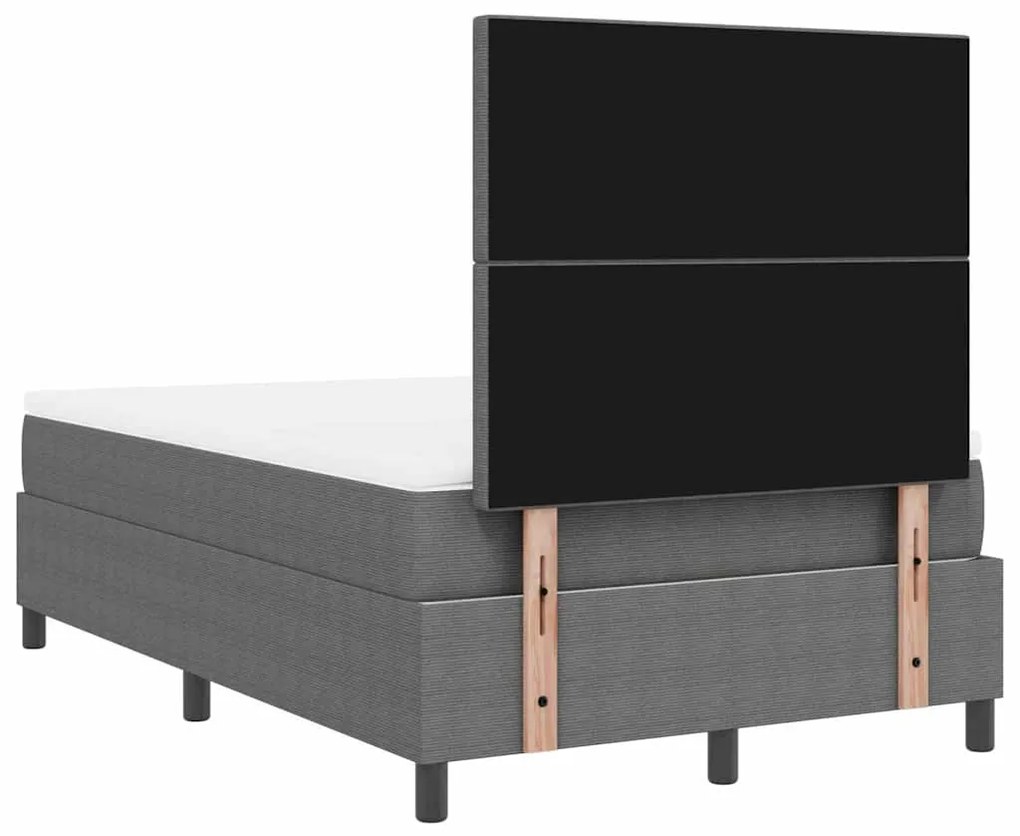 Cama Box Spring com Colchão Cinza Claro 120x200 cm Tecido de Corduroy