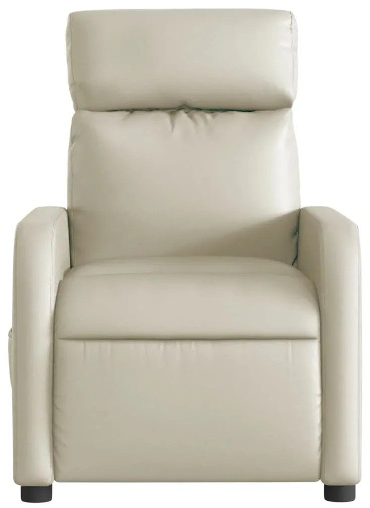 Poltrona reclinável elétrica couro artificial cor creme