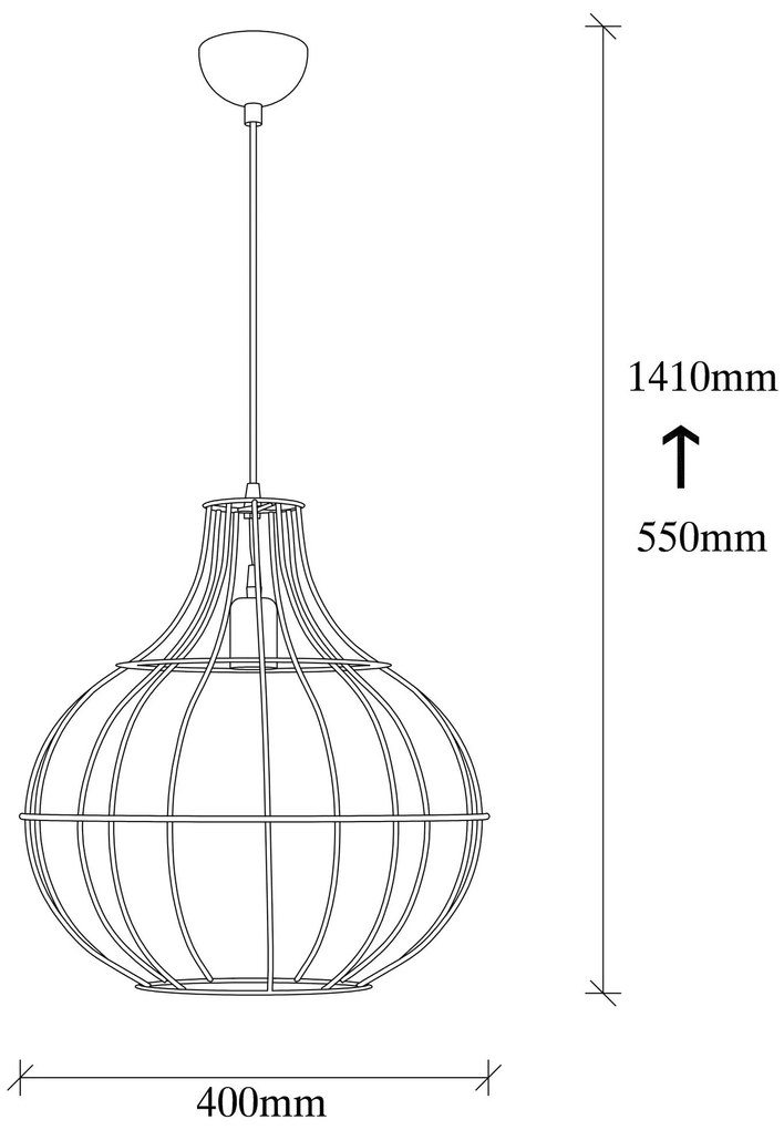 Chandelier Tel – Preto – 40 cm de diâmetro, 141 cm de altura