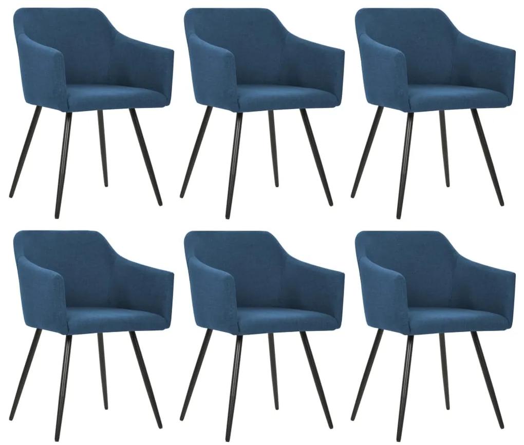 276074 vidaXL Cadeiras de jantar 6 pcs tecido azul