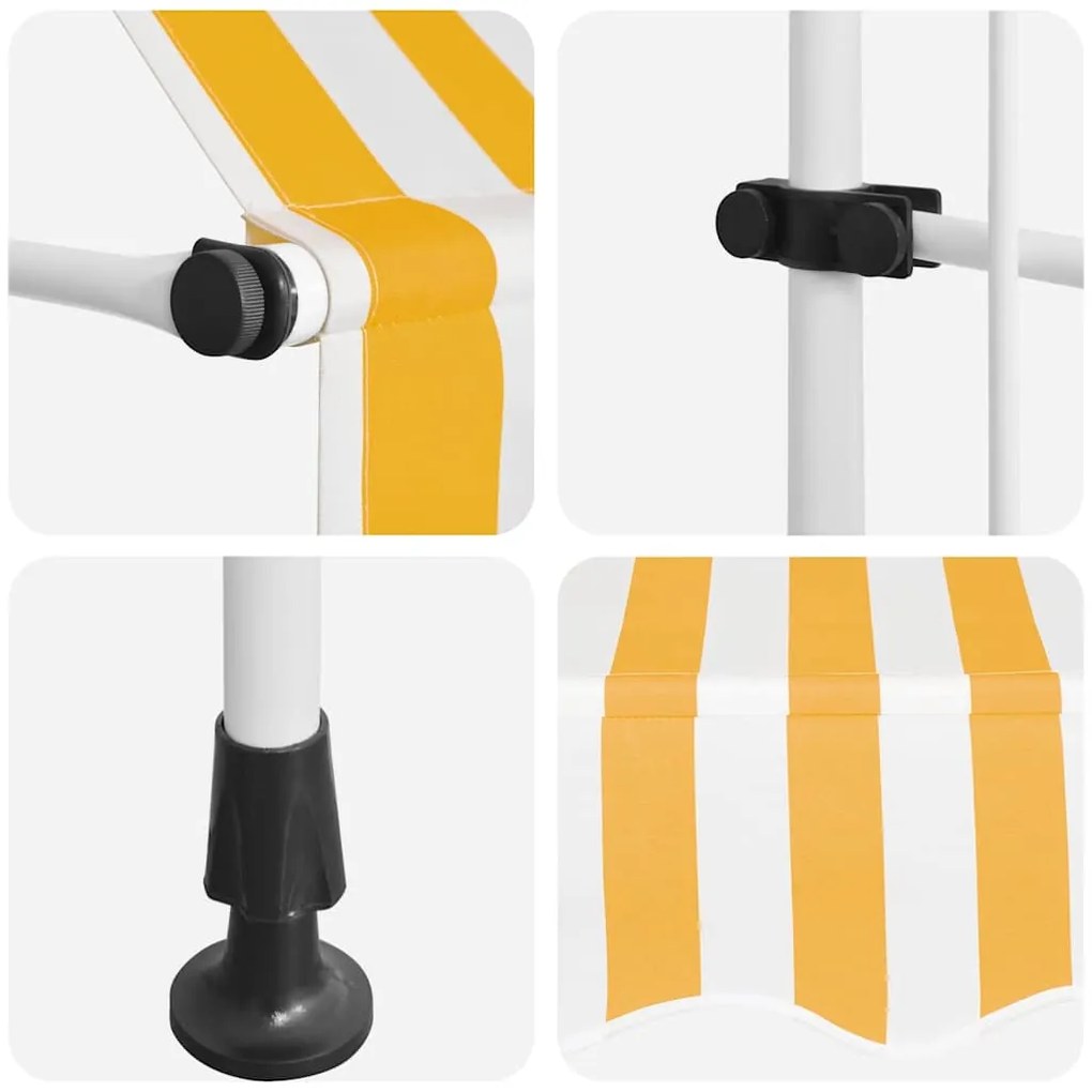 Toldo retrátil manual 350 cm riscas laranjas e brancas