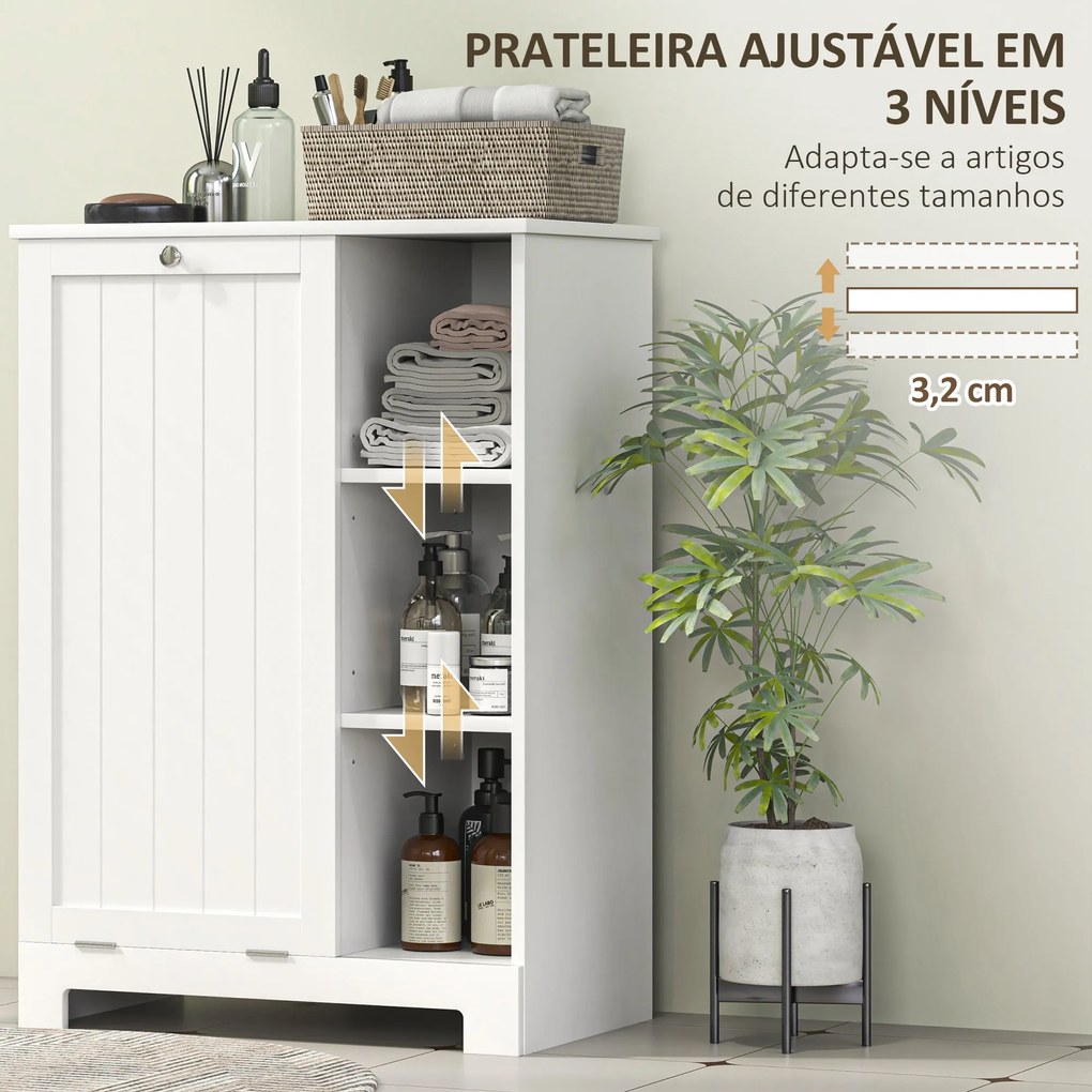 Móvel Casa de Banho com Cesto para Roupa Móvel Auxiliar Casa de Banho