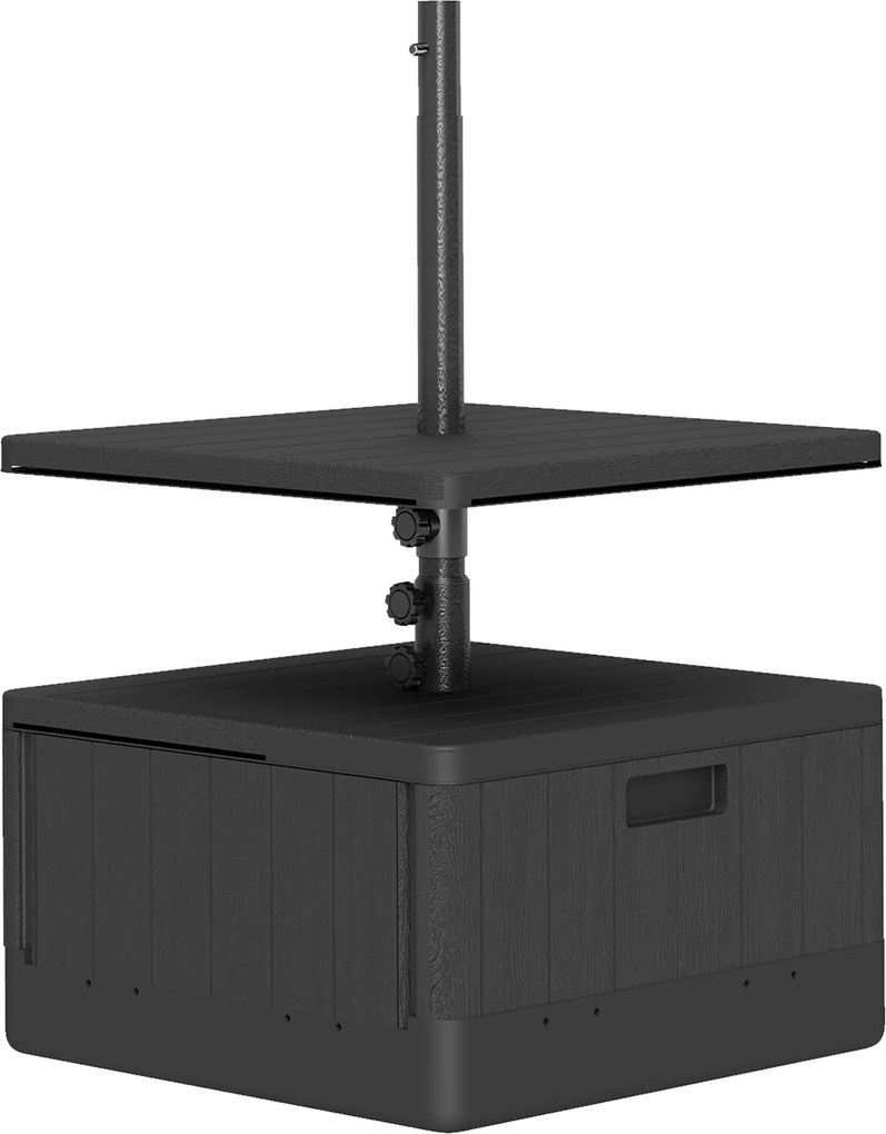 Outsunny Base para Chapéu de Sol Exterior 3 em 1 Mesa Auxiliar Ajustável Vaso Recarregável com Areia 80 kg Preto | Aosom Portugal