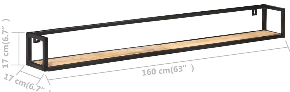 Prateleiras de parede 2 pcs 160 cm madeira de mangueira áspera