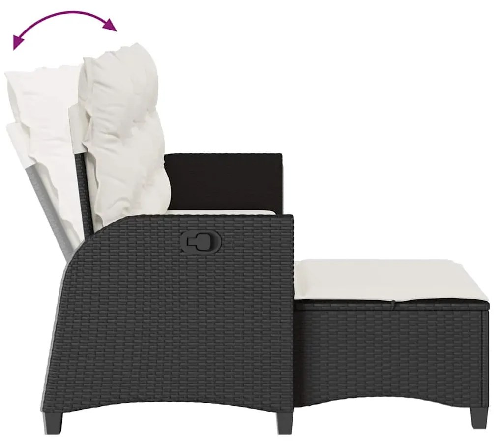 3pcs conjunto sofás de jardim com almofadões em L vime PE preto