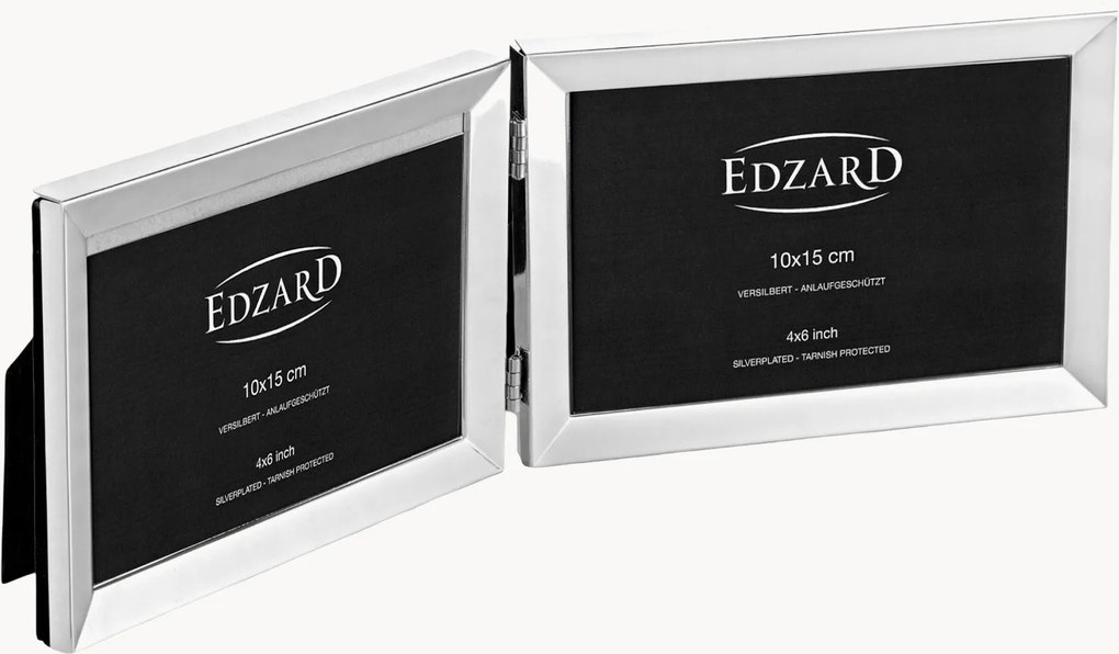 Moldura dupla para fotos banhada a prata Livorno