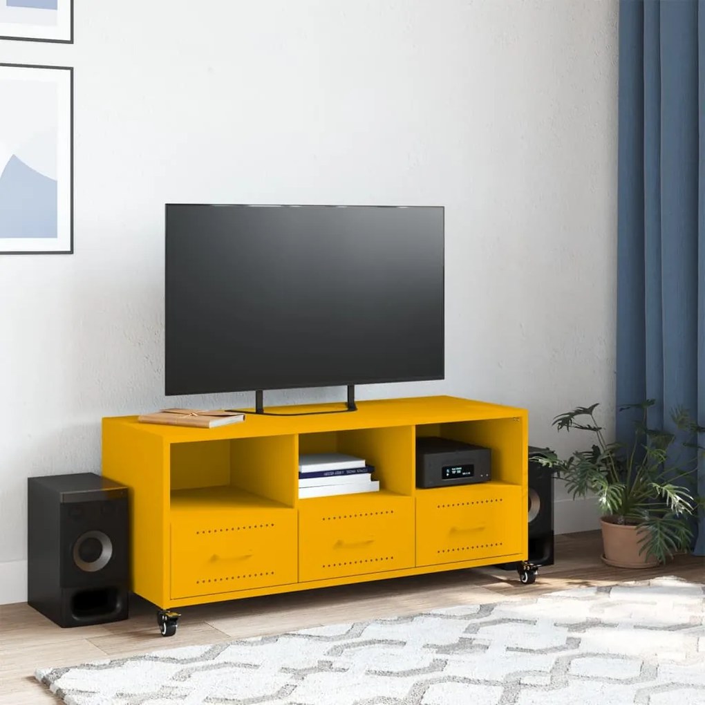 Móvel de TV 100,5x39x43,5 cm aço amarelo mostarda