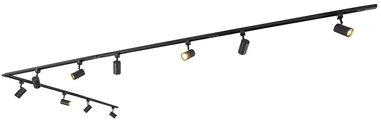 Sistema de calhas inteligente preto monofásico 10 luzes com Wi-Fi GU10 - Jeana