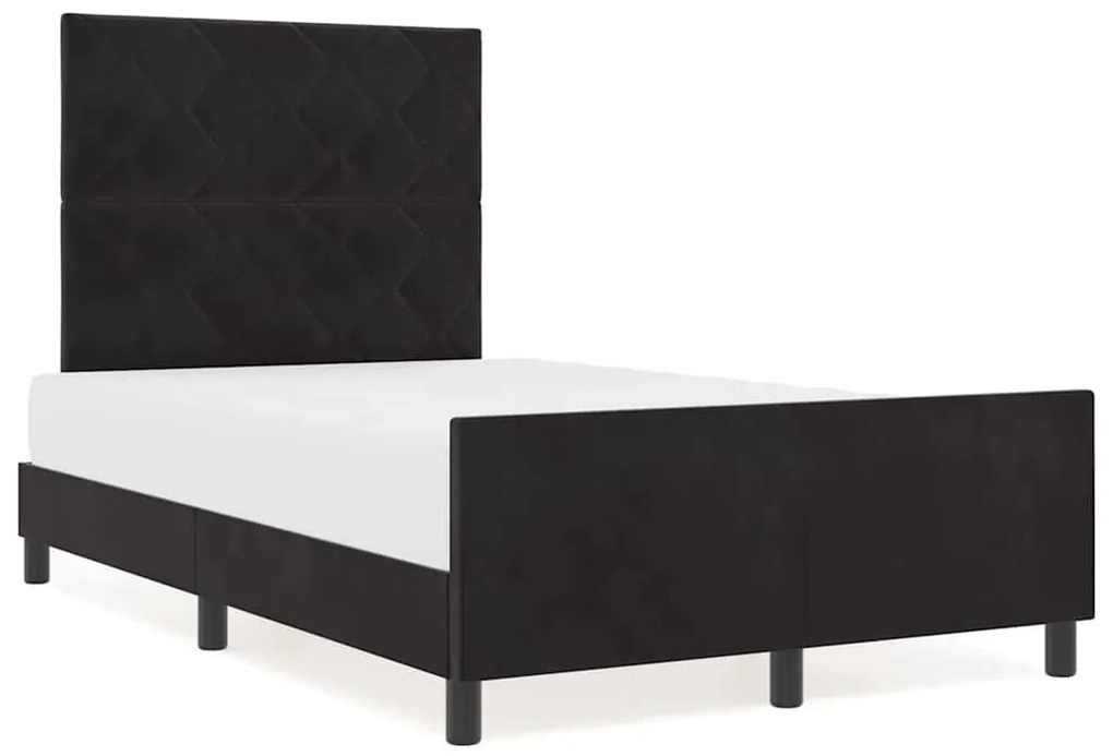 Estrutura de Cama de Veludo Preto vidaXL 120x200 cm