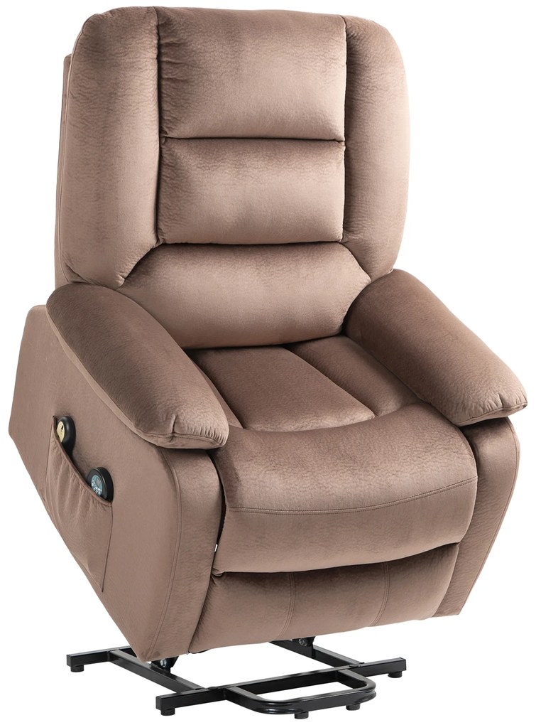 HOMCOM Poltrona de Elevação com Função de Massagem 90x93x110 cm Marrom | Aosom Portugal