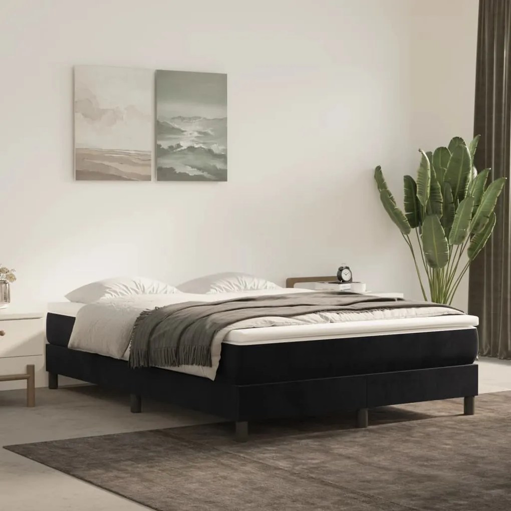 Estrutura de cama sem colchão 140x200 cm veludo preto