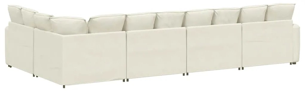 Sofá modular com almofadas veludo creme