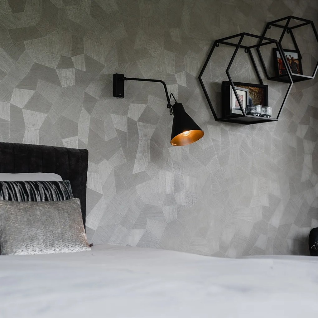 Candeeiro de parede design preto ajustável - Luna