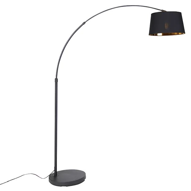 Candeeiro de arco moderno preto com dourado - Arc Basic Moderno