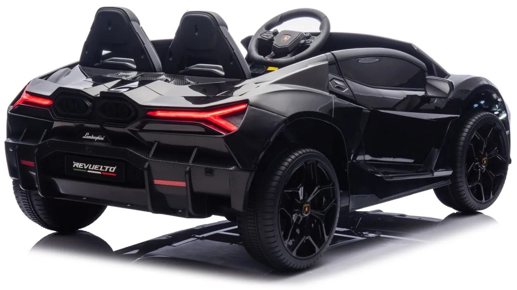 Carro elétrico para Crianças 2 Lugares Lamborghini Revuelto XL 24V 4x4 Rodas Espuma EVA, Assento Couro ecológico Preto