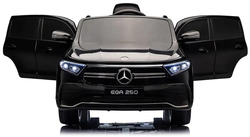 Carro elétrico bateria 12V para Crianças Mercedes-Benz EQA 250, módulo de música, banco em pele, pneus de borracha EVA Preto