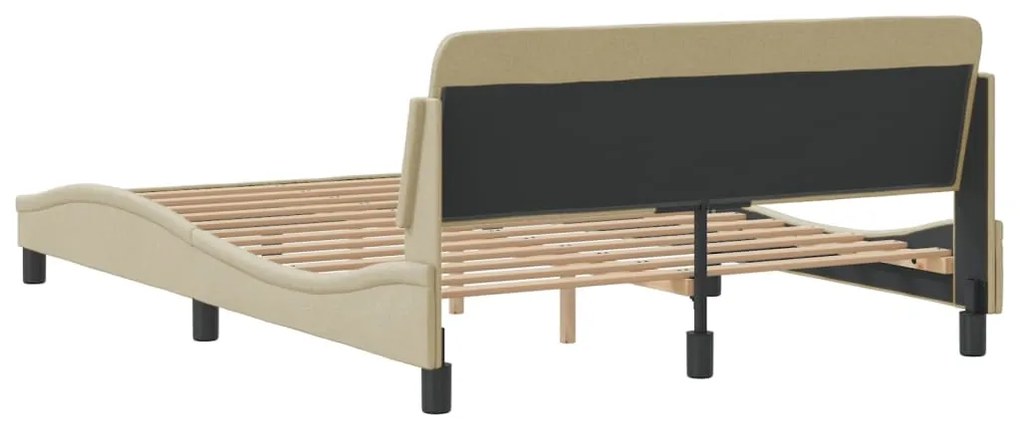 Estrutura de cama sem colchão 140x190 cm tecido cor creme