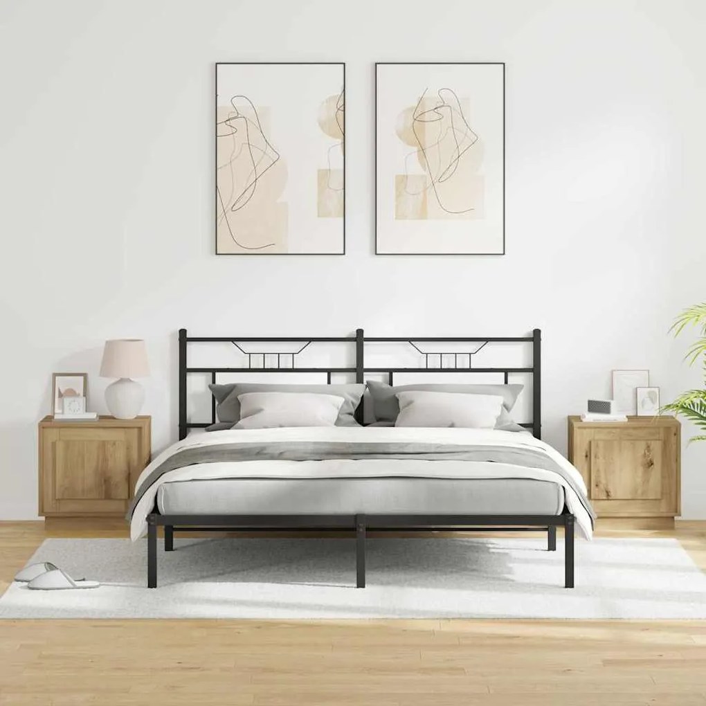 Criados-mudos com luzes LED 2 pcs Carvalho Artesanal 44x34.5x45 cm
