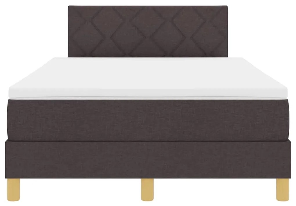 Cama Box Spring com Colchão &amp; LED Marrom Escuro 120x200 cm Tecido