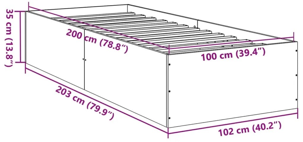 Estrutura cama 100x200 cm derivados de madeira carvalho sonoma