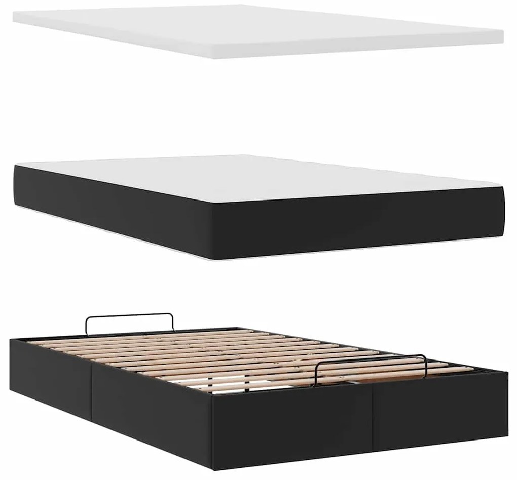 Estrutura de cama otomana com colchão 120x200 cm preta