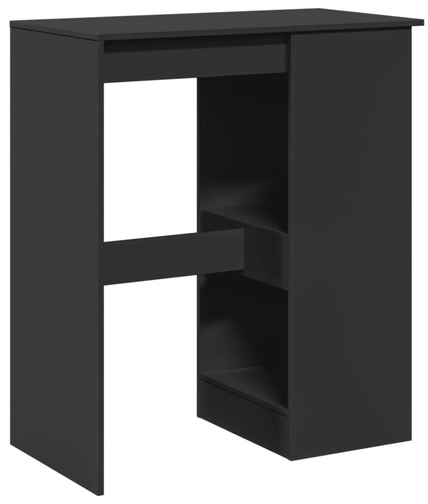 Mesa de bar com prateleiras derivados de madeira preto