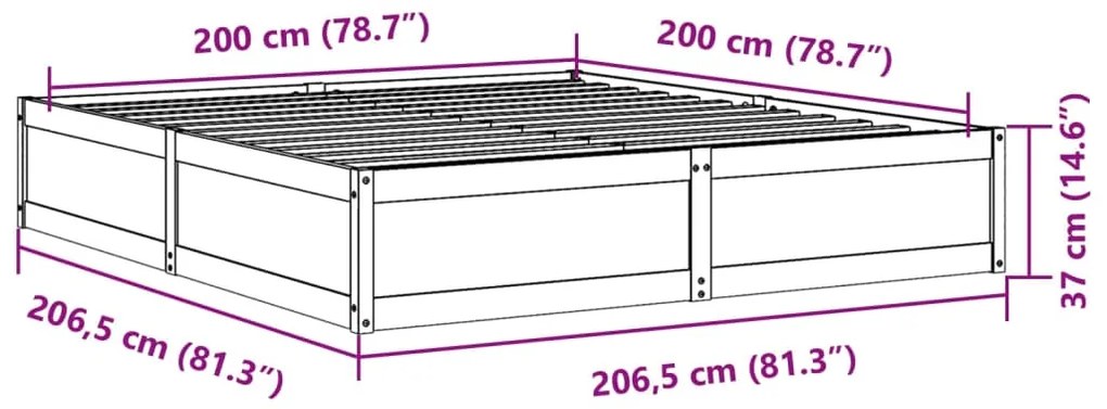 Cama sem colchão 200x200 cm pinho maciço castanho-mel