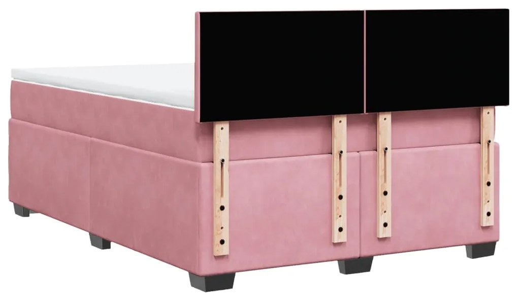 Cama com molas/colchão 140x200 cm veludo rosa
