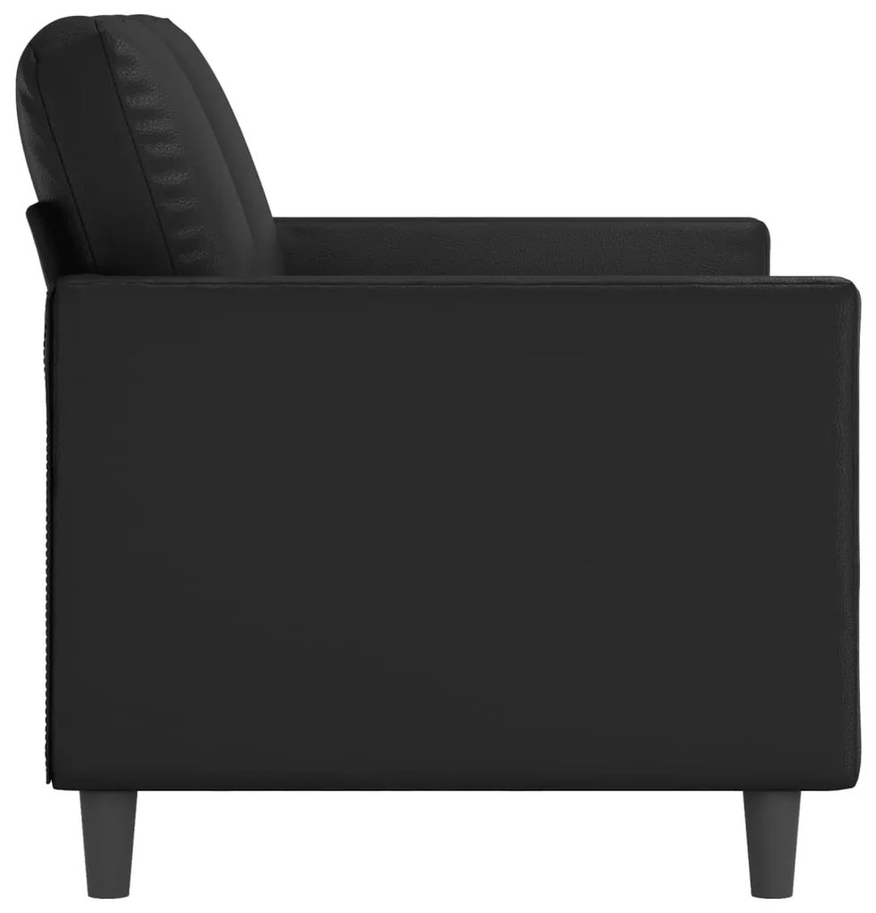 Sofá de 2 lugares 120 cm couro artificial preto
