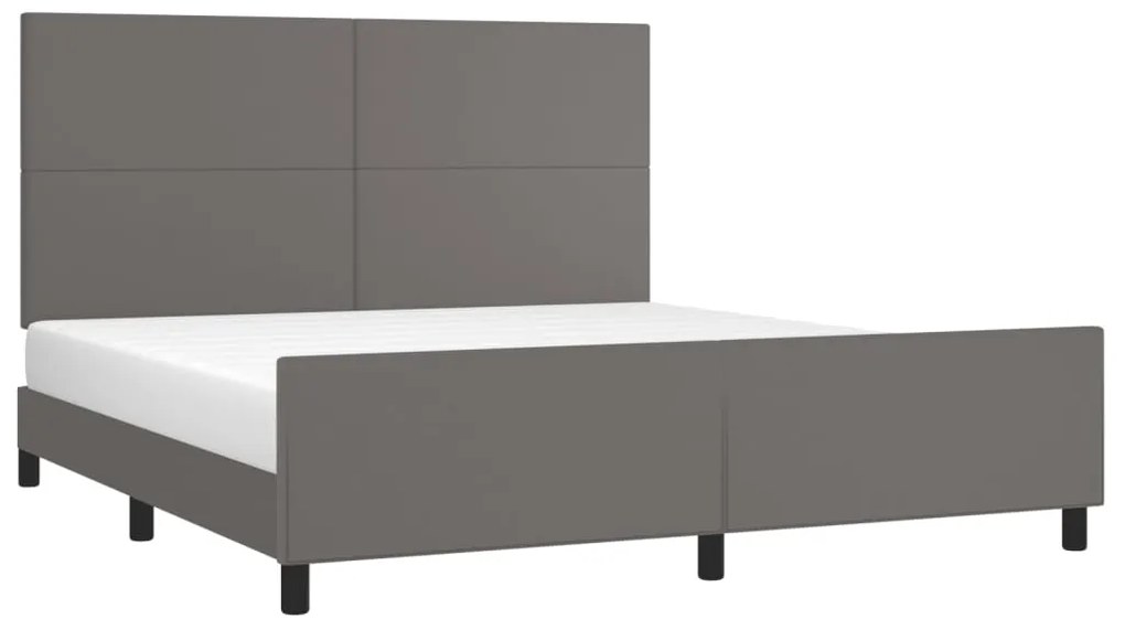 Estrutura cama c/ cabeceira 180x200cm couro artificial cinzento