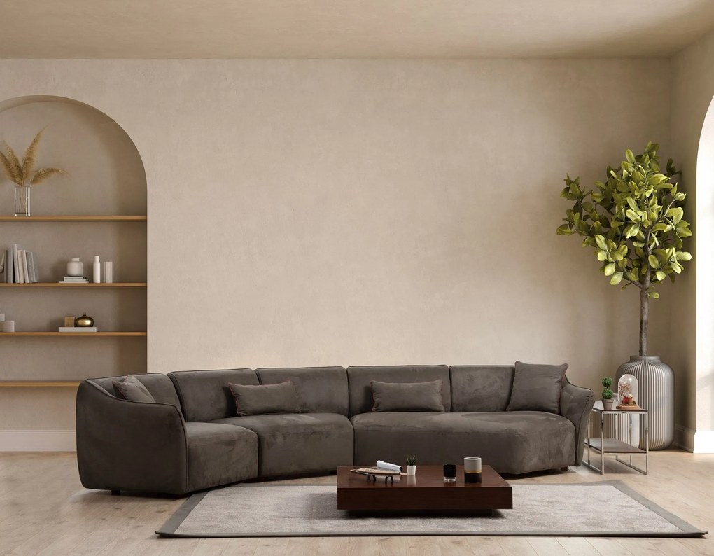 Sofá de Canto Mentis – Castanho – 360x108x79 cm