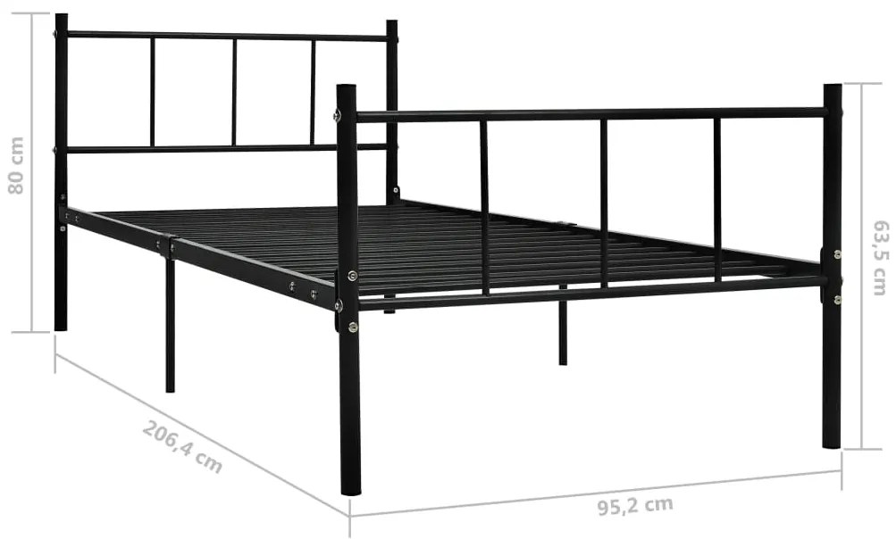 Estrutura de cama 90x200 cm metal preto