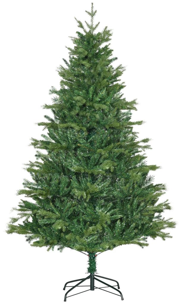 HOMCOM Árvore de Natal Artificial 180cm com 1443 Ramos Folhas de PVC Base Dobrável e Suporte Metálico Decoração de Natal para Interiores Verde