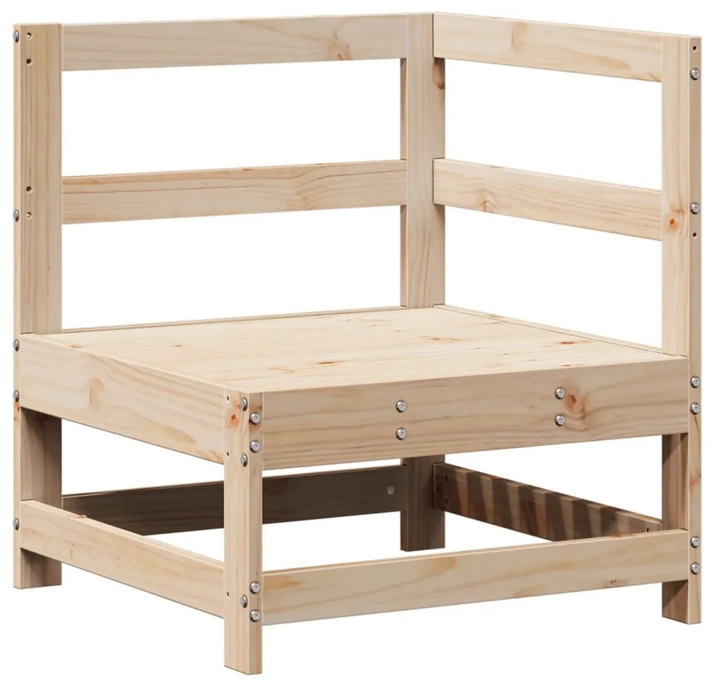 3 pcs conjunto sofás de jardim madeira de pinho maciça
