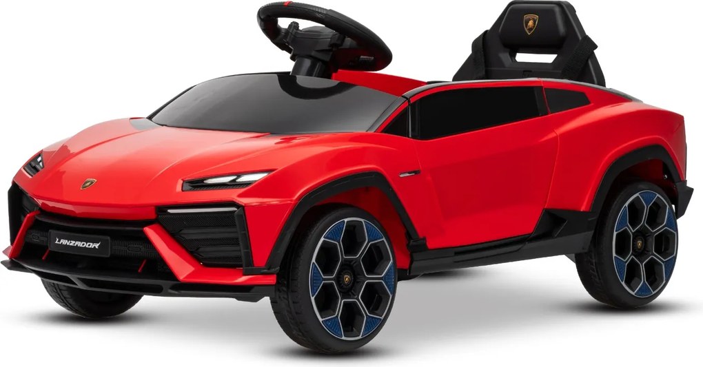Carro elétrico para crianças Lamborghini Lanzador 12V com licença, bateria de lítio, luzes LED, controle remoto Vermelho