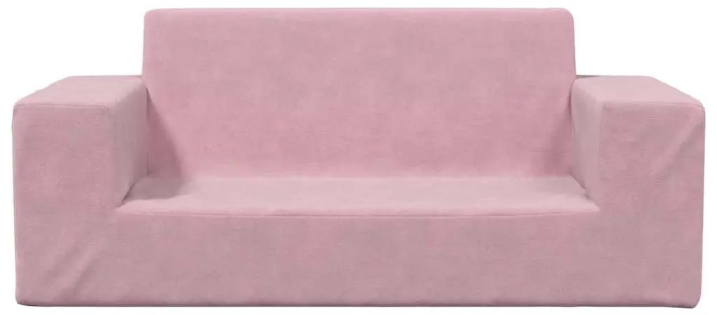 Sofá infantil de 2 lugares pelúcia rosa