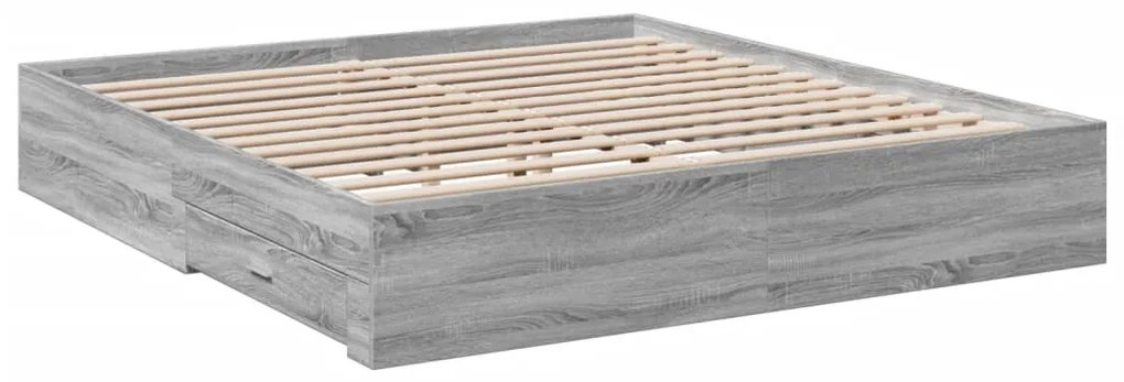 Estrutura de cama c/ gavetas derivados madeira cinza sonoma