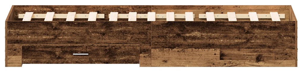 Estrutura de Cama vidaXL com Gavetas em Madeira Antiga 120x200 cm em M