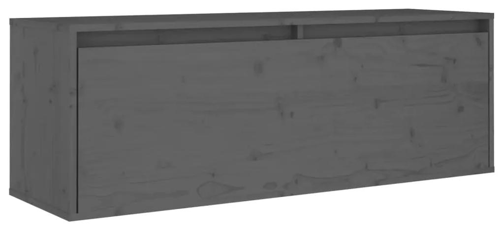 Móveis de TV 3 pcs madeira de pinho maciça cinzento