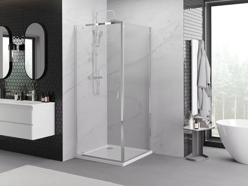 Mexen Exo-BR cabine de duche com dobradiça 90 x 90 cm, transparente, cromada - 8181-090-090-01-00